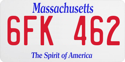 MA license plate 6FK462