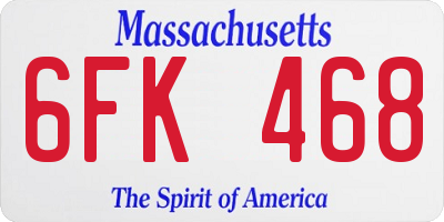 MA license plate 6FK468