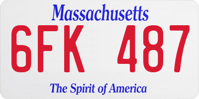 MA license plate 6FK487