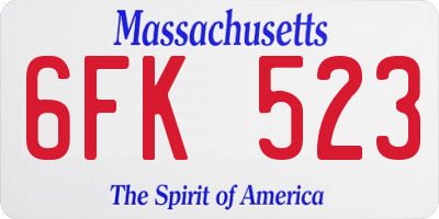 MA license plate 6FK523