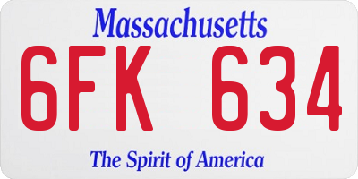 MA license plate 6FK634