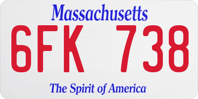 MA license plate 6FK738