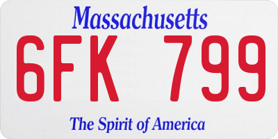 MA license plate 6FK799