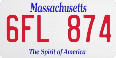 MA license plate 6FL874