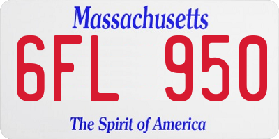 MA license plate 6FL950