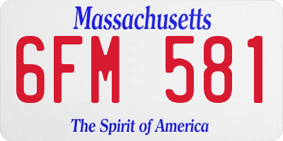 MA license plate 6FM581