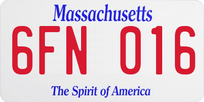 MA license plate 6FN016