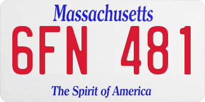 MA license plate 6FN481
