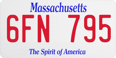 MA license plate 6FN795