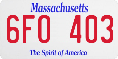 MA license plate 6FO403