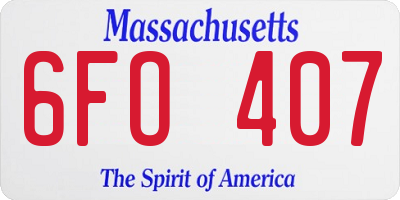 MA license plate 6FO407