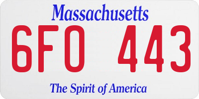 MA license plate 6FO443