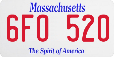 MA license plate 6FO520