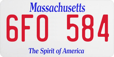 MA license plate 6FO584