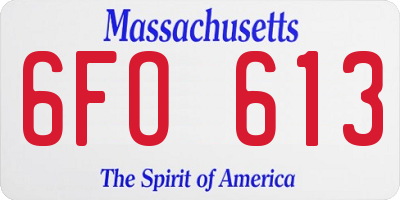 MA license plate 6FO613