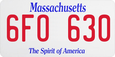 MA license plate 6FO630
