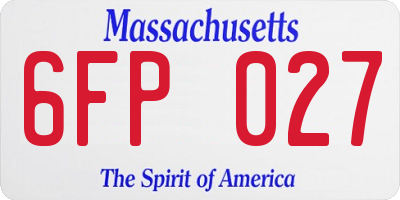 MA license plate 6FP027
