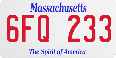 MA license plate 6FQ233