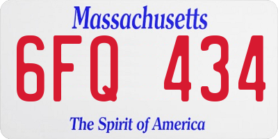 MA license plate 6FQ434