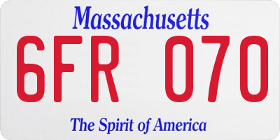 MA license plate 6FR070