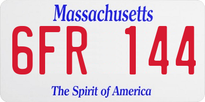 MA license plate 6FR144