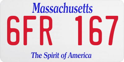 MA license plate 6FR167
