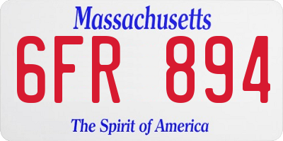 MA license plate 6FR894