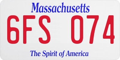MA license plate 6FS074