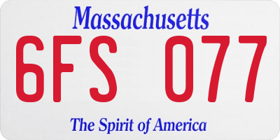 MA license plate 6FS077