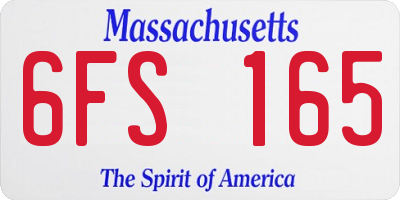 MA license plate 6FS165