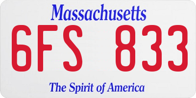 MA license plate 6FS833