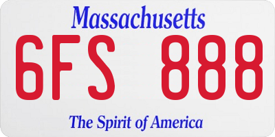 MA license plate 6FS888