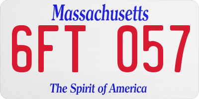 MA license plate 6FT057