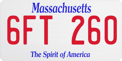 MA license plate 6FT260
