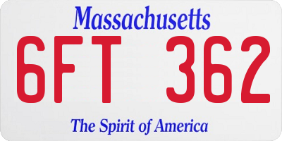 MA license plate 6FT362