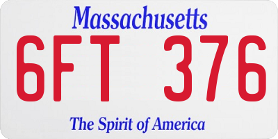 MA license plate 6FT376