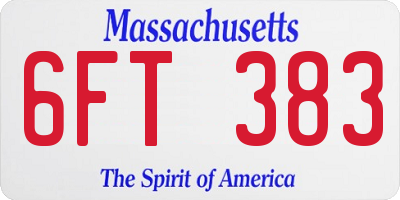 MA license plate 6FT383