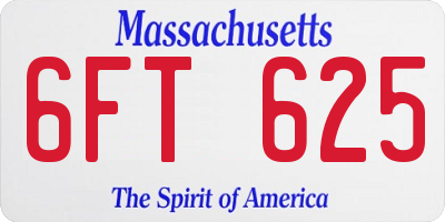 MA license plate 6FT625