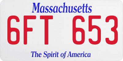 MA license plate 6FT653