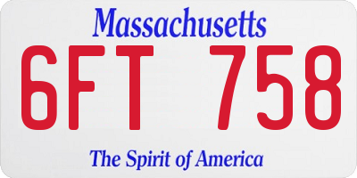 MA license plate 6FT758