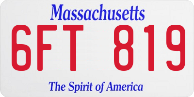 MA license plate 6FT819