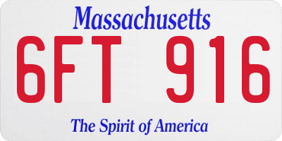 MA license plate 6FT916