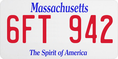 MA license plate 6FT942
