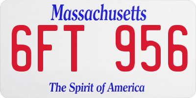 MA license plate 6FT956