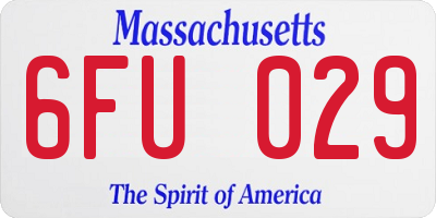 MA license plate 6FU029