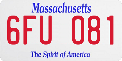 MA license plate 6FU081