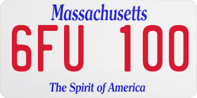 MA license plate 6FU100