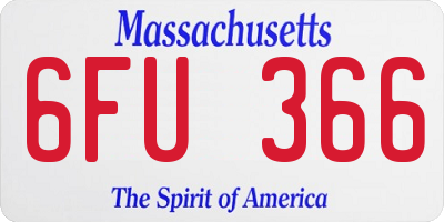 MA license plate 6FU366