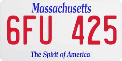 MA license plate 6FU425
