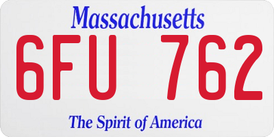 MA license plate 6FU762